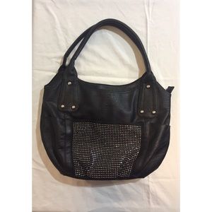 Black faux leather purse